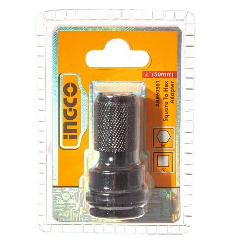 Переходник с квадратного хвостовика на шестигранник с 1/2" на 1/4" INGCO