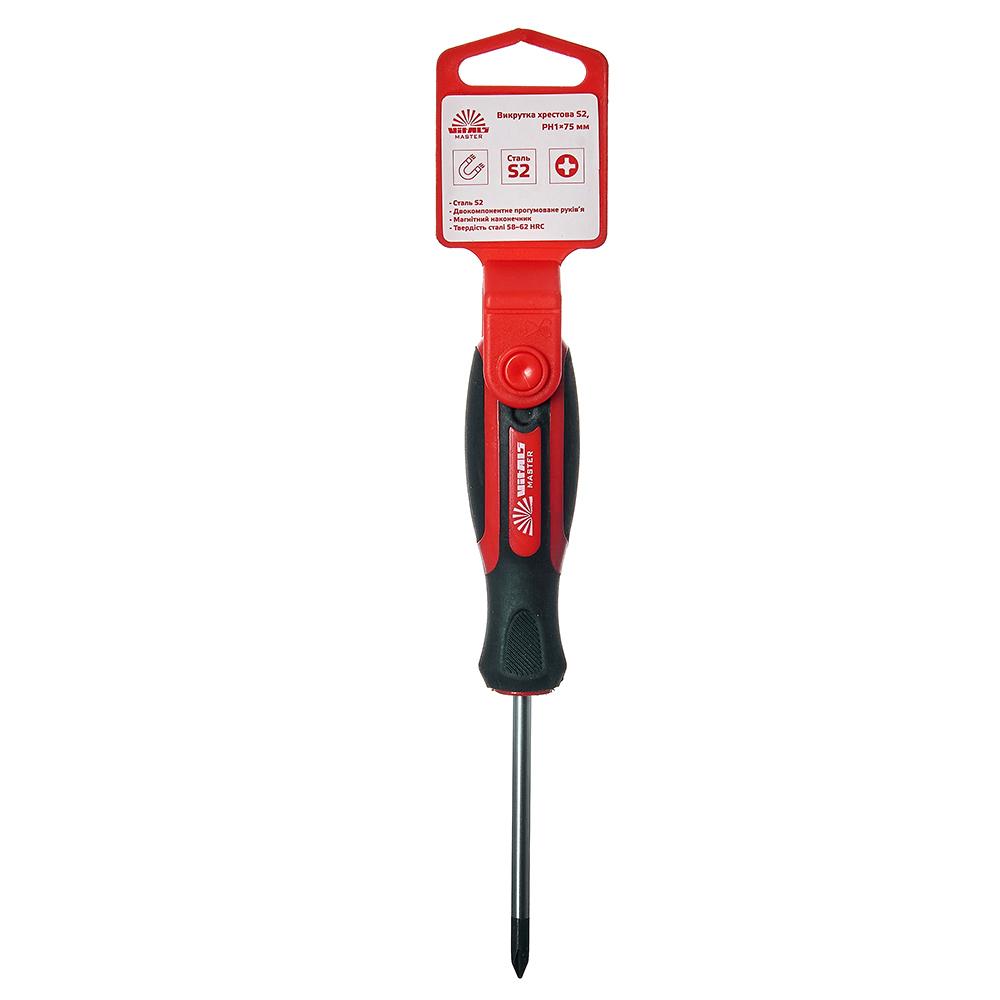 Отвертка крестовая Vitals Master S2, РН1х75 мм