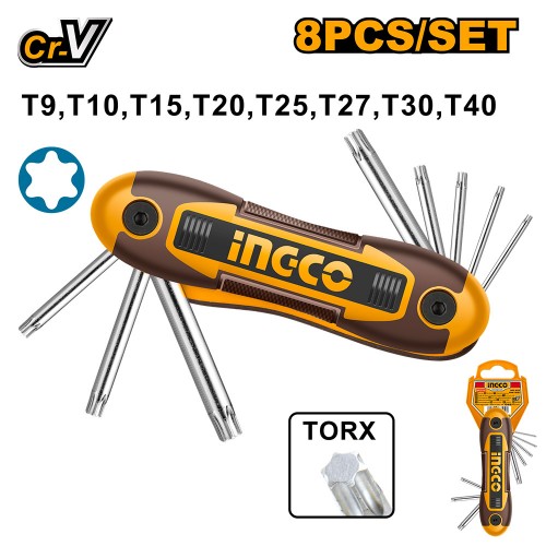 Комплект ключів Torx 8 шт. Т9-Т40 INGCO