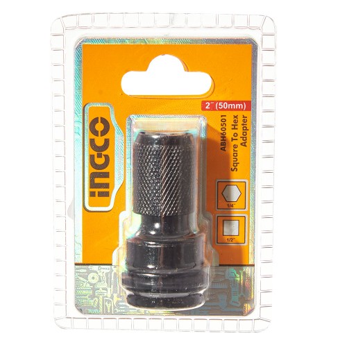 Переходник с квадратного хвостовика на шестигранник с 1/2" на 1/4" INGCO