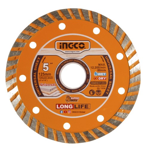 Диск алмазний турбохвиля 125x10x22,2 INGCO
